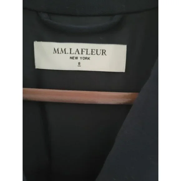 M.M. Lafleur Navy Blue Isabella Dress size Medium Collared V neck Career Office - Picture 3 of 8